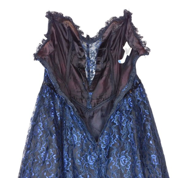 Gunne Sax Vintage Strapless Blue Black Rose Lace Dress | Whimsigoth | VGUC | M/9 - Picture 5 of 11